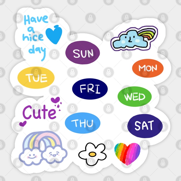 Monday, Tuesday, Wednesday, Thursday, Friday, Saturday, Sunday, have a nice day Sticker by zzzozzo